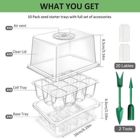 YAUNGEL seed starting trays compatible with heat mats and grow lights for warm germination.