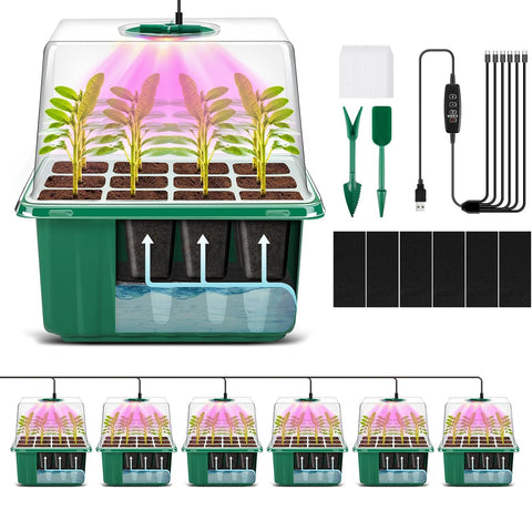 YAUNGEL self-watering seed starter tray, 72-cell grid for efficient germination.