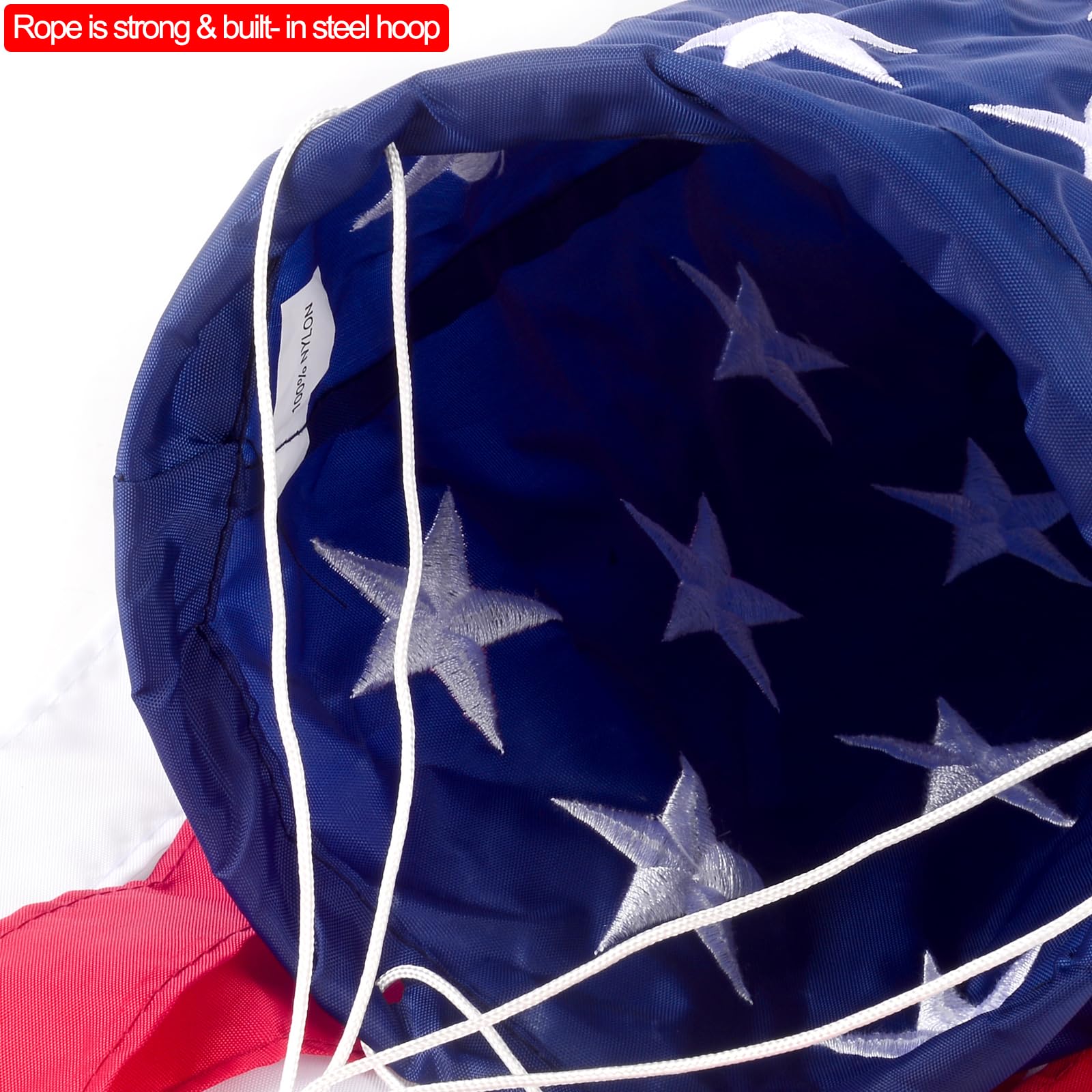 YAVOUN windsock with embroidered stars in red, white, and blue.