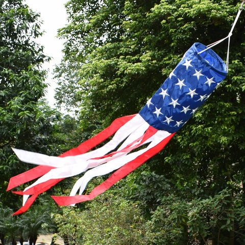 YAVOUN patriotic windsock enhances patio or canopy decor with color and motion.
