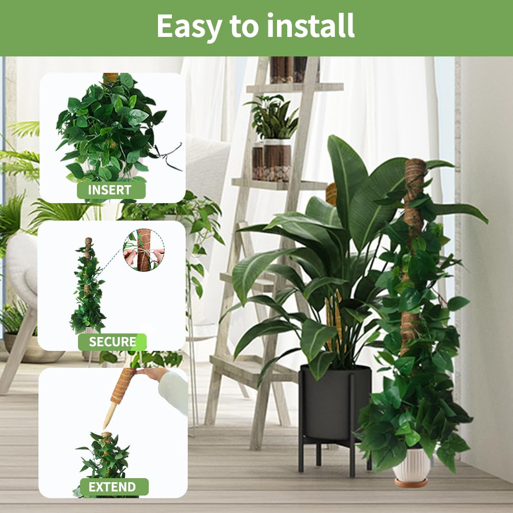 YAWAHOME moss pole open air design promotes airflow around foliage.