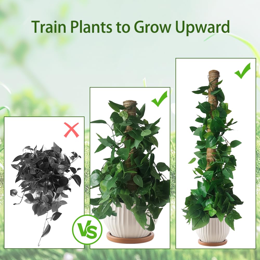 YAWAHOME moss pole wooden bottom plug anchors in soil while protecting roots.