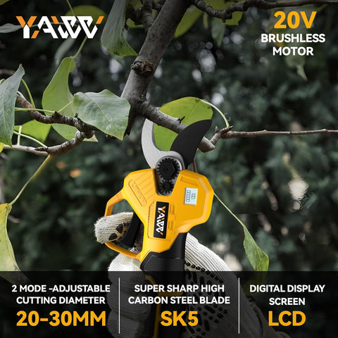 YAWV pruning shears compatible with DeWalt 20V Max batteries for flexible power