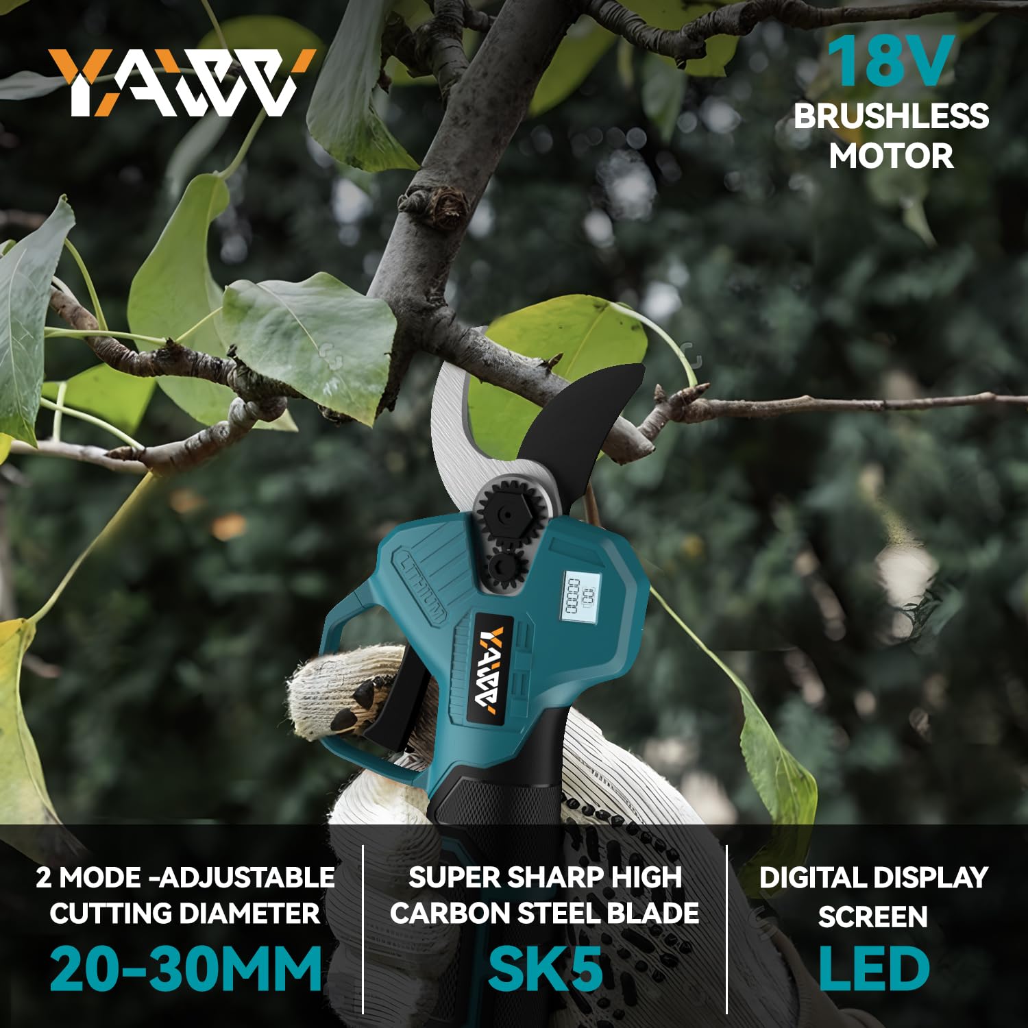 YAWV pruning shears featuring SK5 blades for sharp cuts