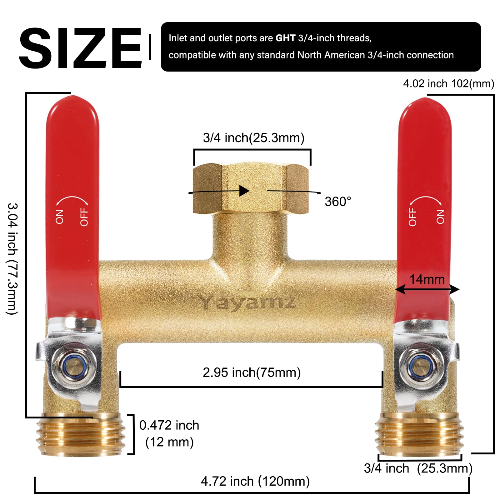 Yayamz 3/4-inch brass inlet nut with reinforced connection for high-pressure durability.