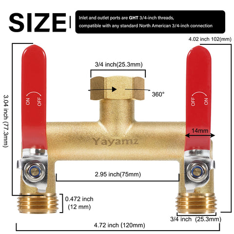 Yayamz 3/4-inch brass inlet nut with reinforced connection for high-pressure durability.
