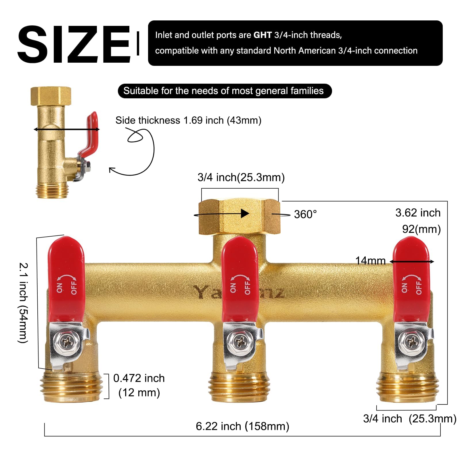 Yayamz brass diverter with heavy-duty design for multi-timer irrigation setups.