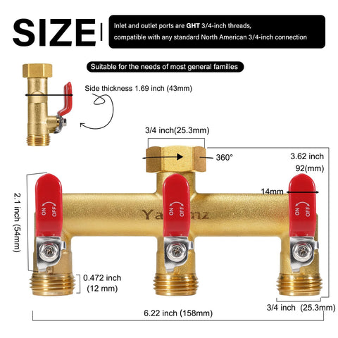 Yayamz brass diverter with heavy-duty design for multi-timer irrigation setups.