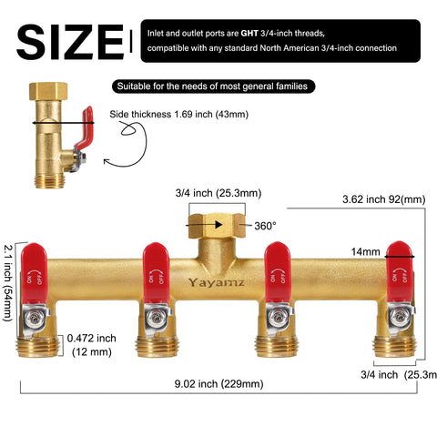 Yayamz brass manifold vertical outlet for stable connection and durability.