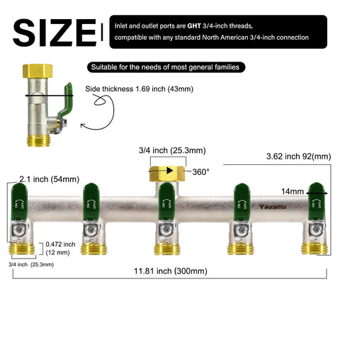 Yayamz brass nickel-plated diverter delivers durable, leak-free connections.