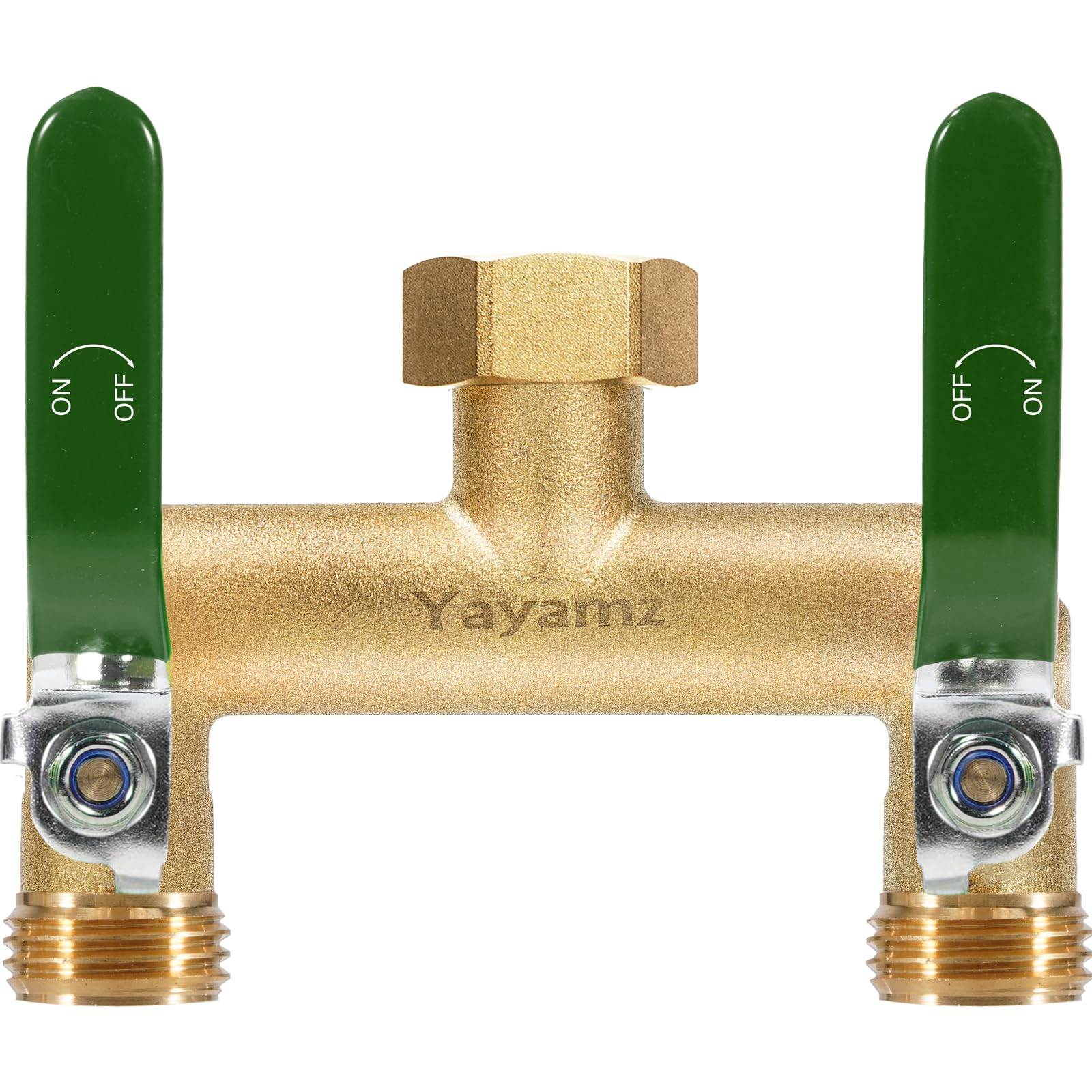 Yayamz brass two-way garden hose splitter for versatile watering