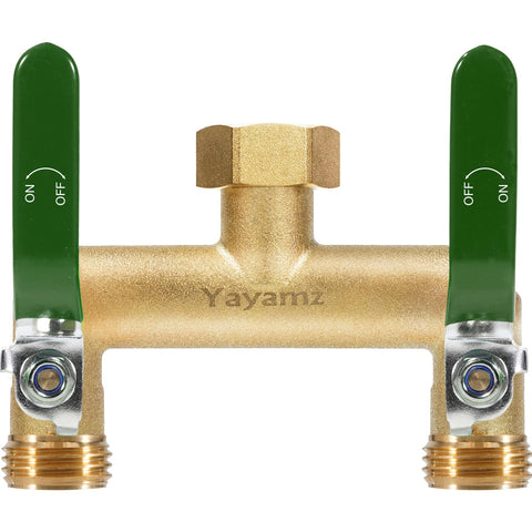 Yayamz brass two-way garden hose splitter for versatile watering