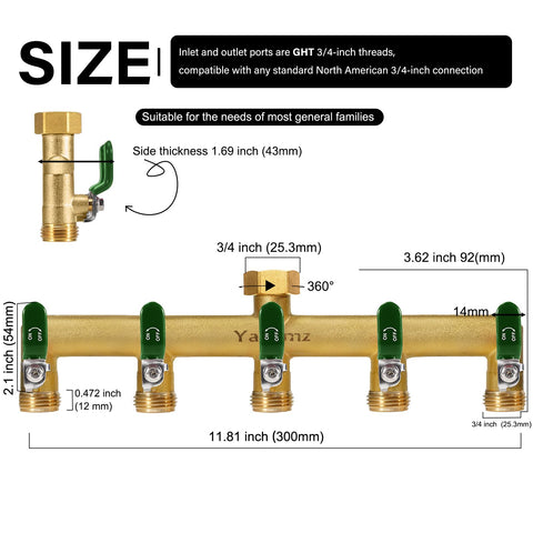 Yayamz brass inlet nut provides secure, leak-free connection to standard faucets.