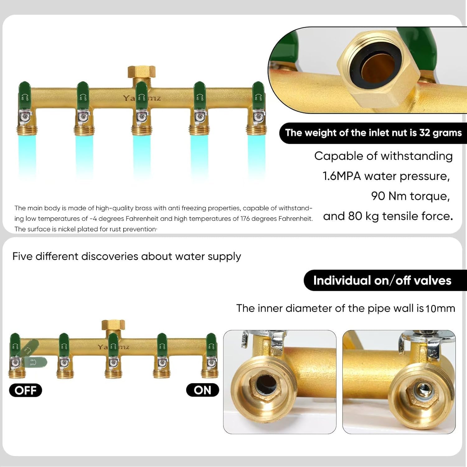 Yayamz rubber-covered handle improves grip during outdoor hose adjustments.