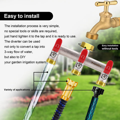 Yayamz heavy duty garden manifold ready for irrigation tasks outdoors.