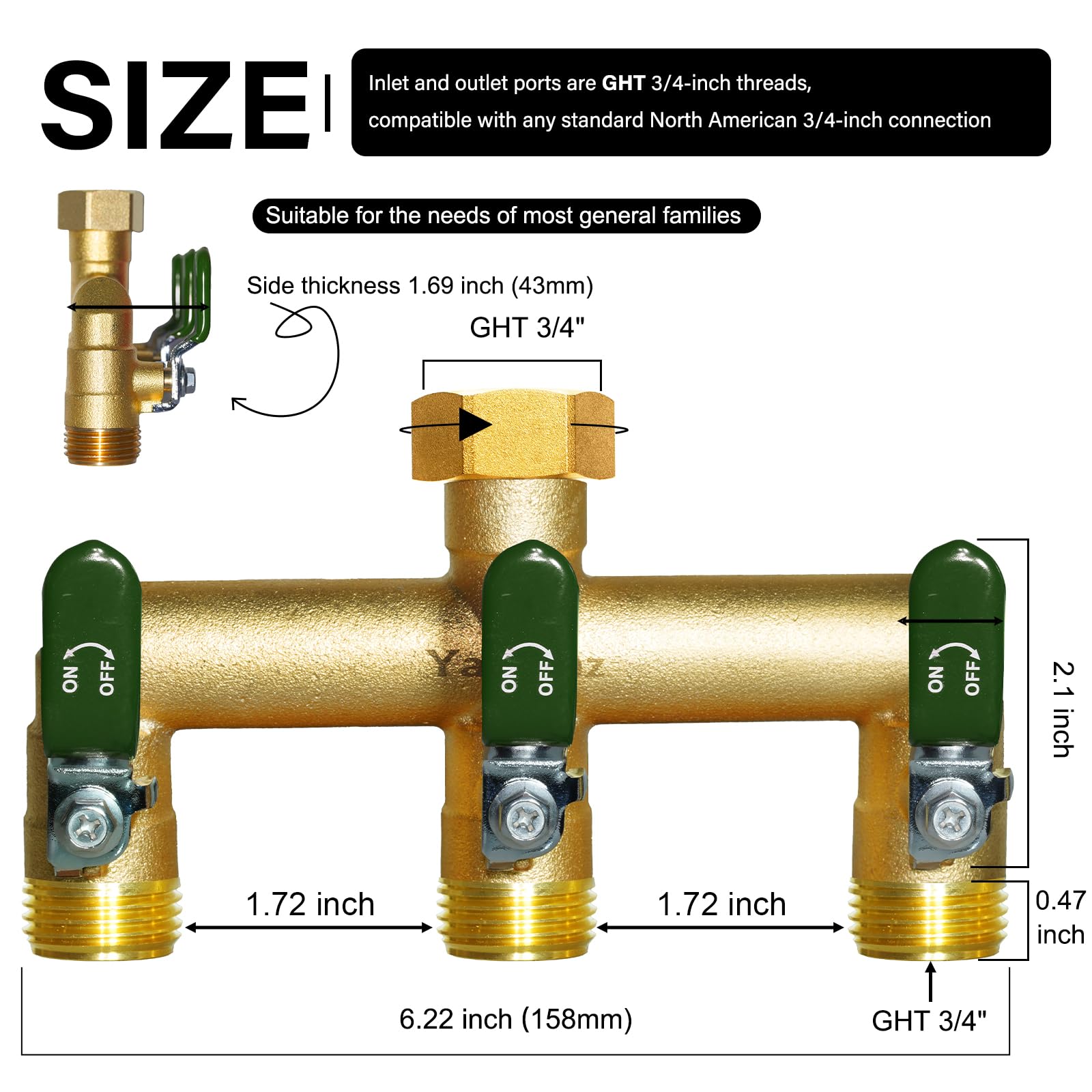 Yayamz hose divider with 90-degree outlets for flexible irrigation layouts.