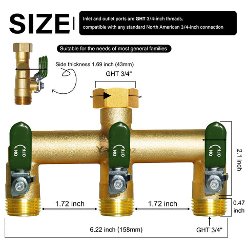 Yayamz hose divider with 90-degree outlets for flexible irrigation layouts.