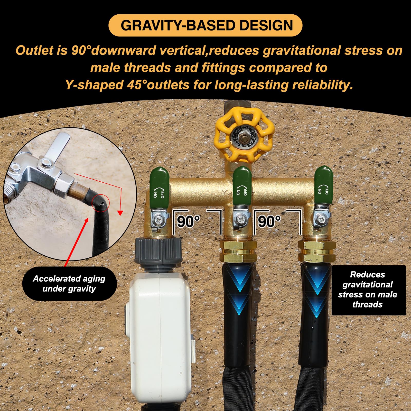 Yayamz metal handle offers smooth, easy on-off operation.
