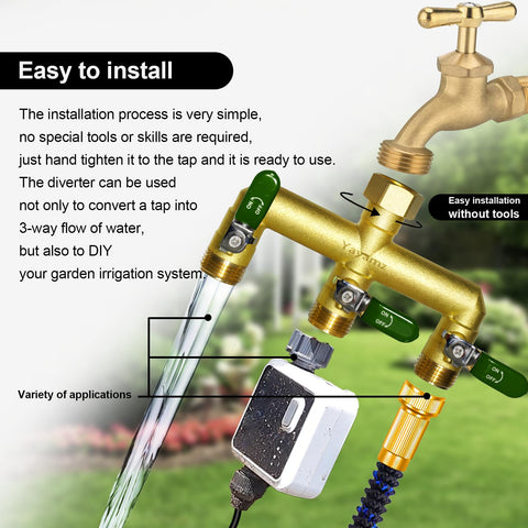 Yayamz outdoor installation provides sturdy faucet connections for gardens.