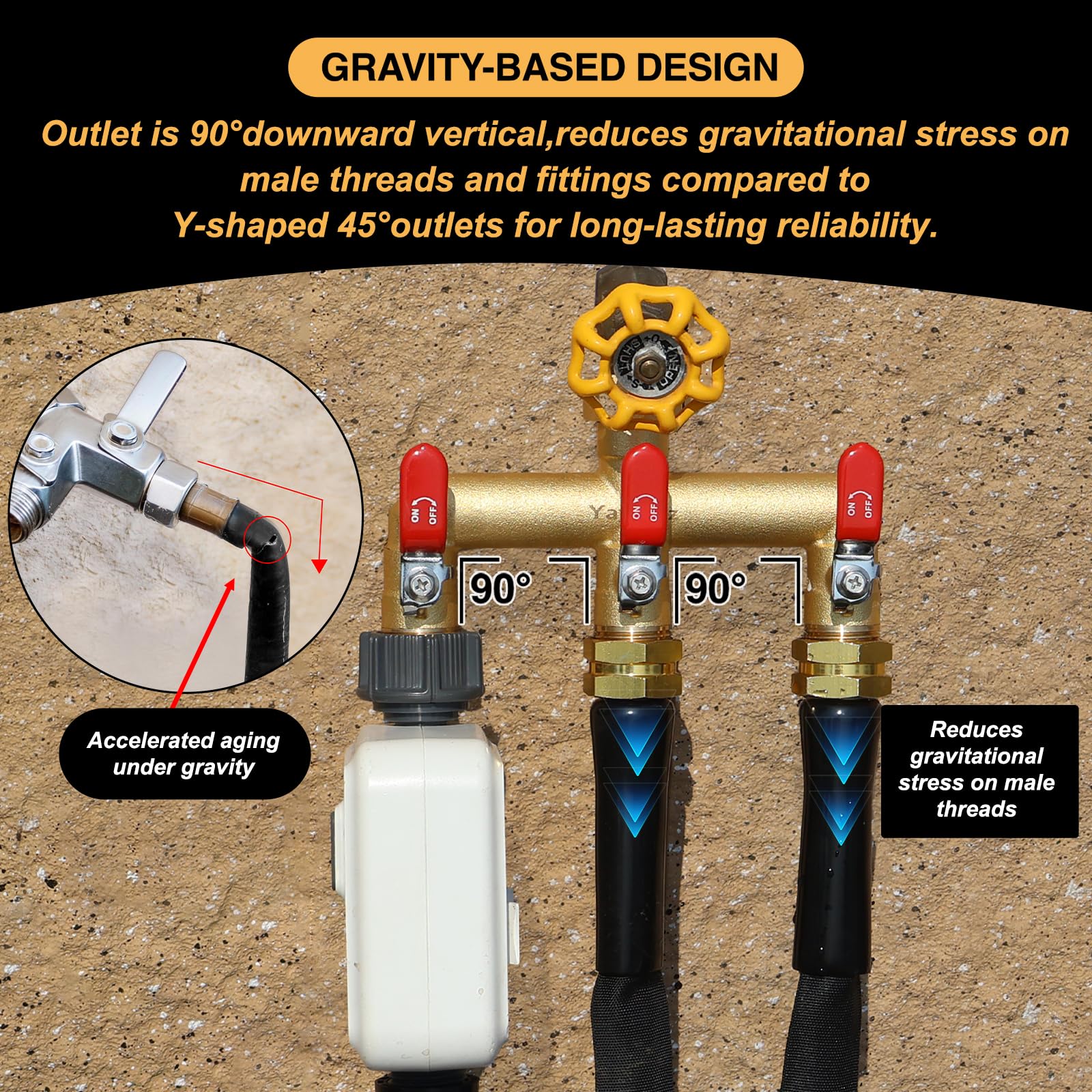 Yayamz long red metal handle design enables easy on/off control in the garden