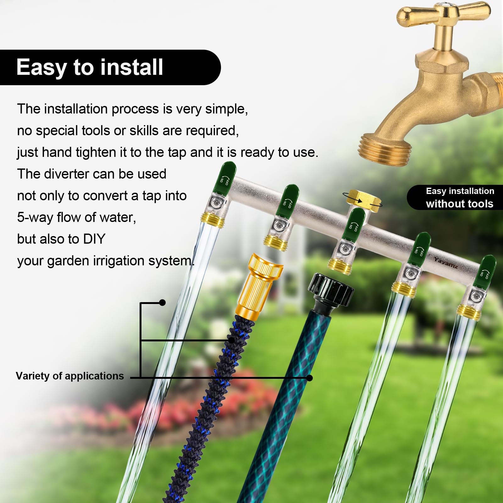 Yayamz rubber-coated grip enhances handling during garden tasks.
