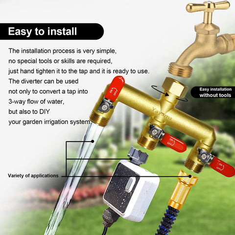 Yayamz weather-resistant brass splitter ready for year-round garden use