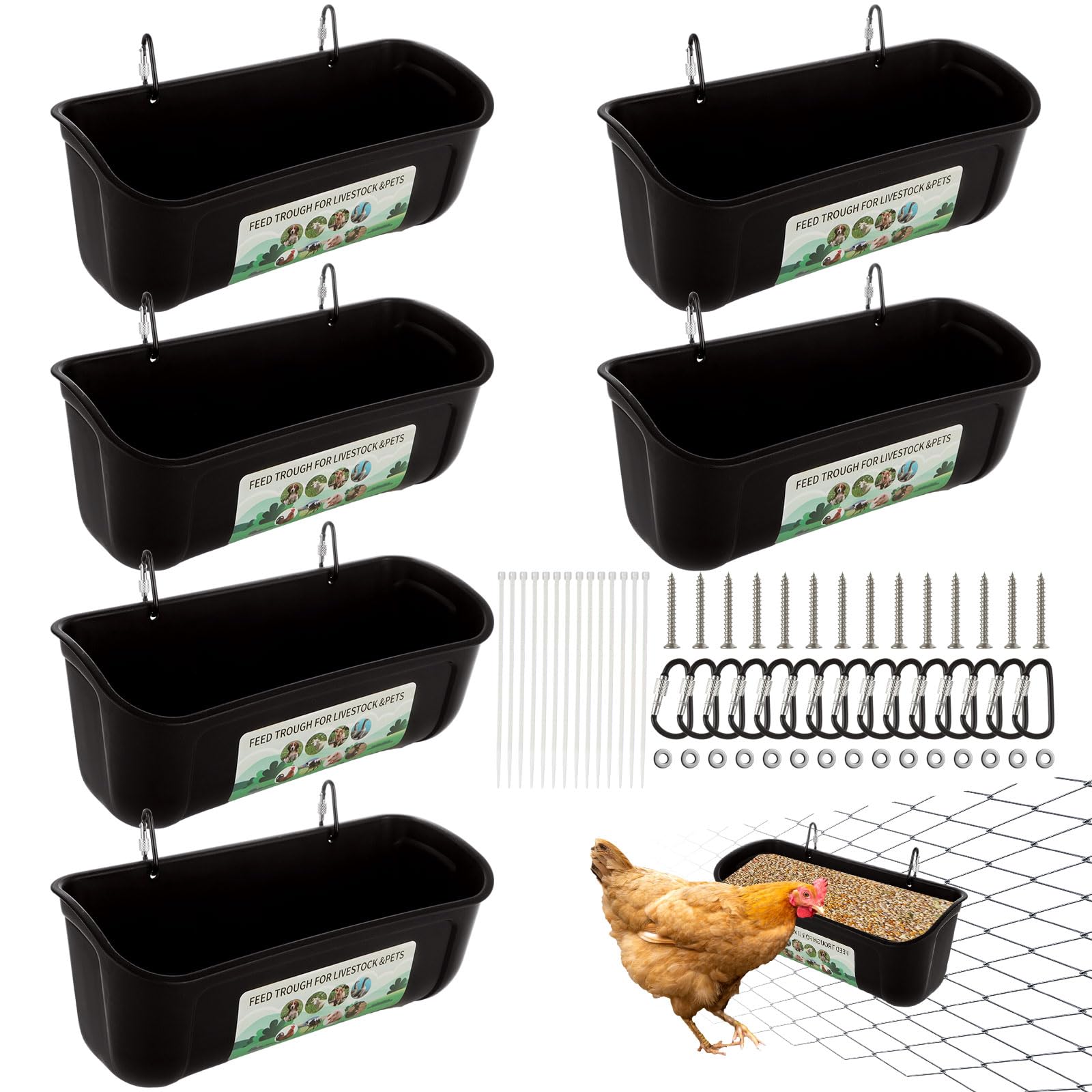 YAYODS hanging chicken feeder 3.5 qt keeps feed tidy and accessible.