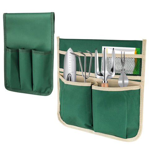 YBB garden pouches attached to kneeler for quick tool access.