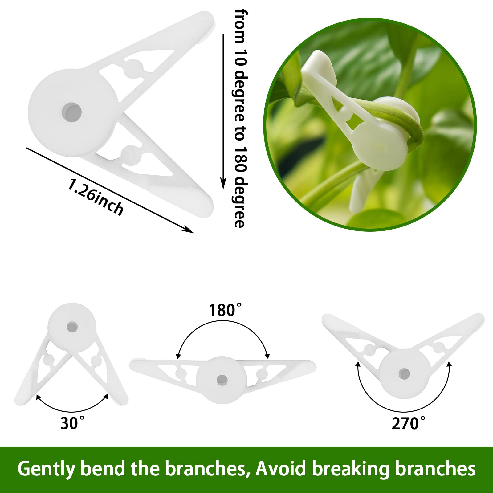 YBB plant training clip attached to a branch showing close-up use.
