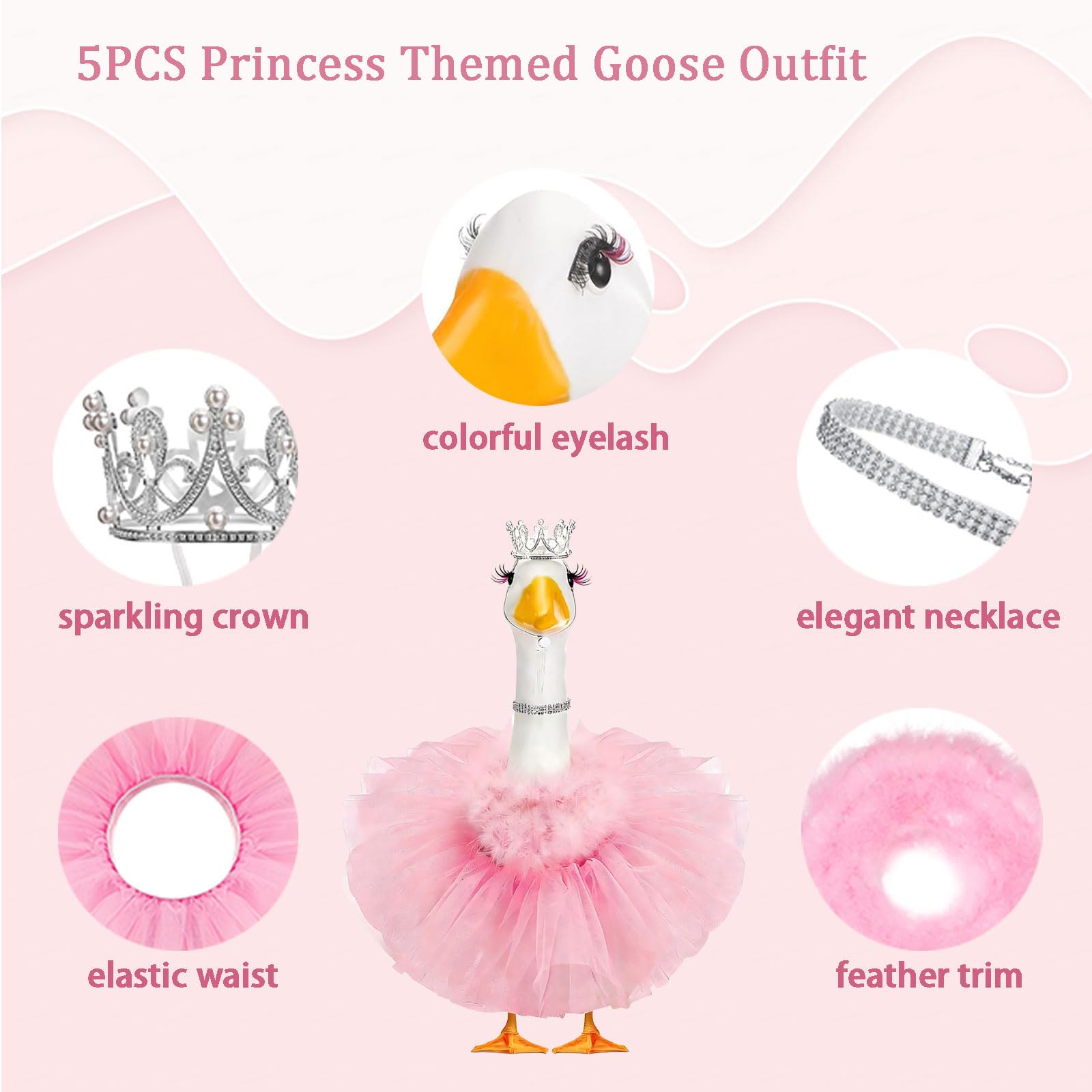 YBBOTT pearl crown necklace adds a touch of whimsy to your porch goose.