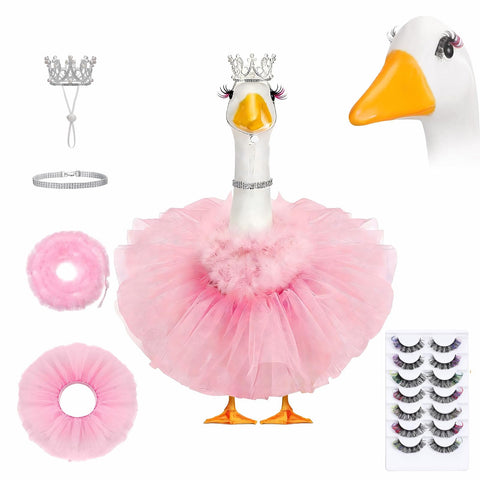 YBBOTT goose outfit with pearl crown boosts porch appeal for a charming yard display.