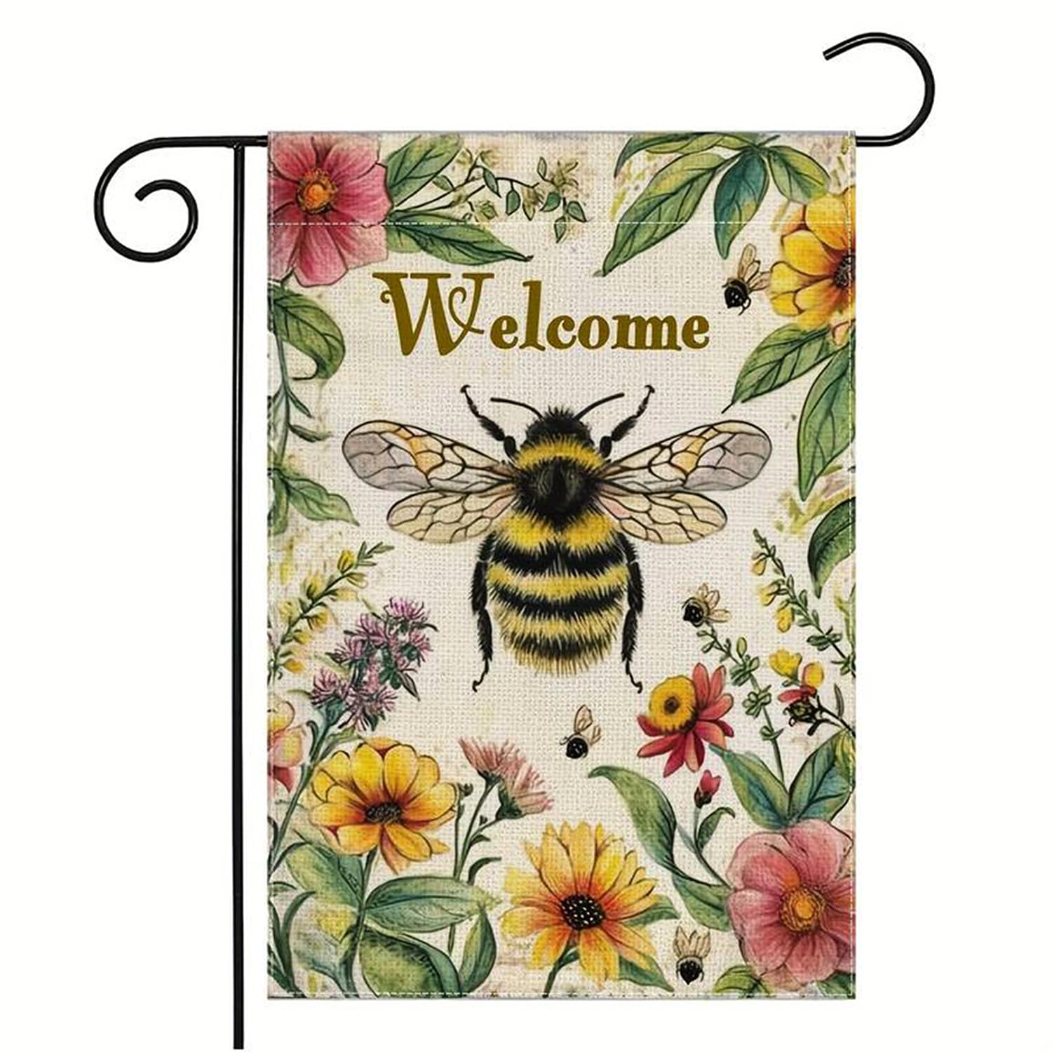 YBHWOGI summer floral flag 12x18, double-sided for outdoor welcome visibility.