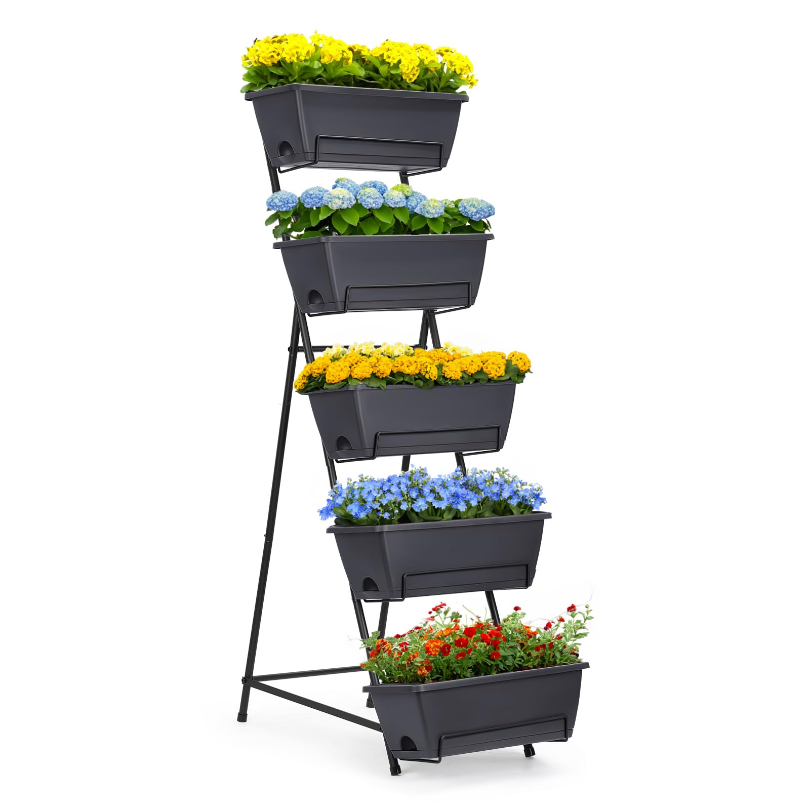 YBING 5-tier vertical garden planter on patio boosts compact greenery