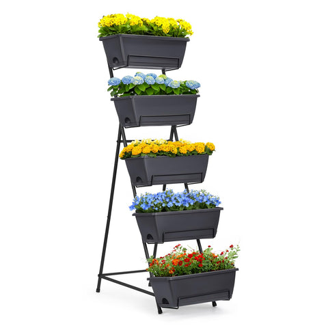 YBING 5-tier vertical garden planter on patio boosts compact greenery