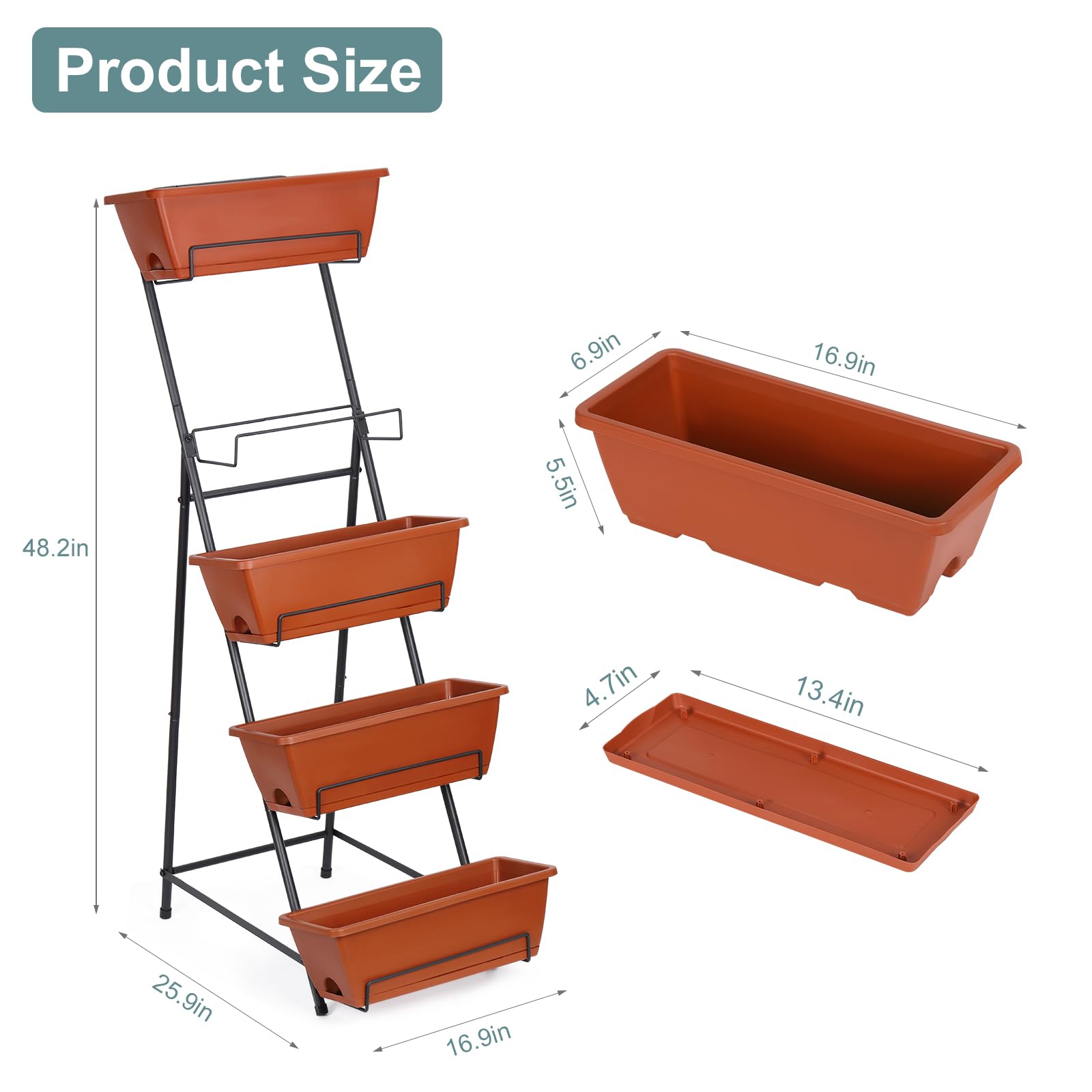 YBING 5-tier planter on a balcony ready for herbs