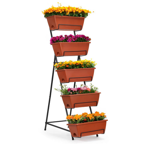 YBING vertical garden bed 5-tier on a balcony for herbs and flowers
