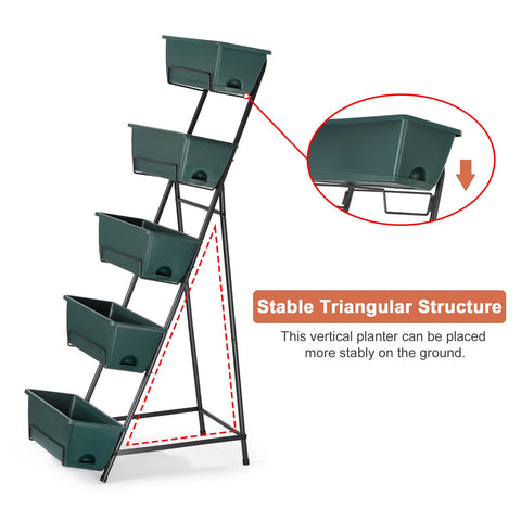Side-angle view of YBING 5-tier raised garden bed highlighting stability