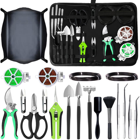 YBRUZRUB gardening tools set organized in organizer bag for easy storage.