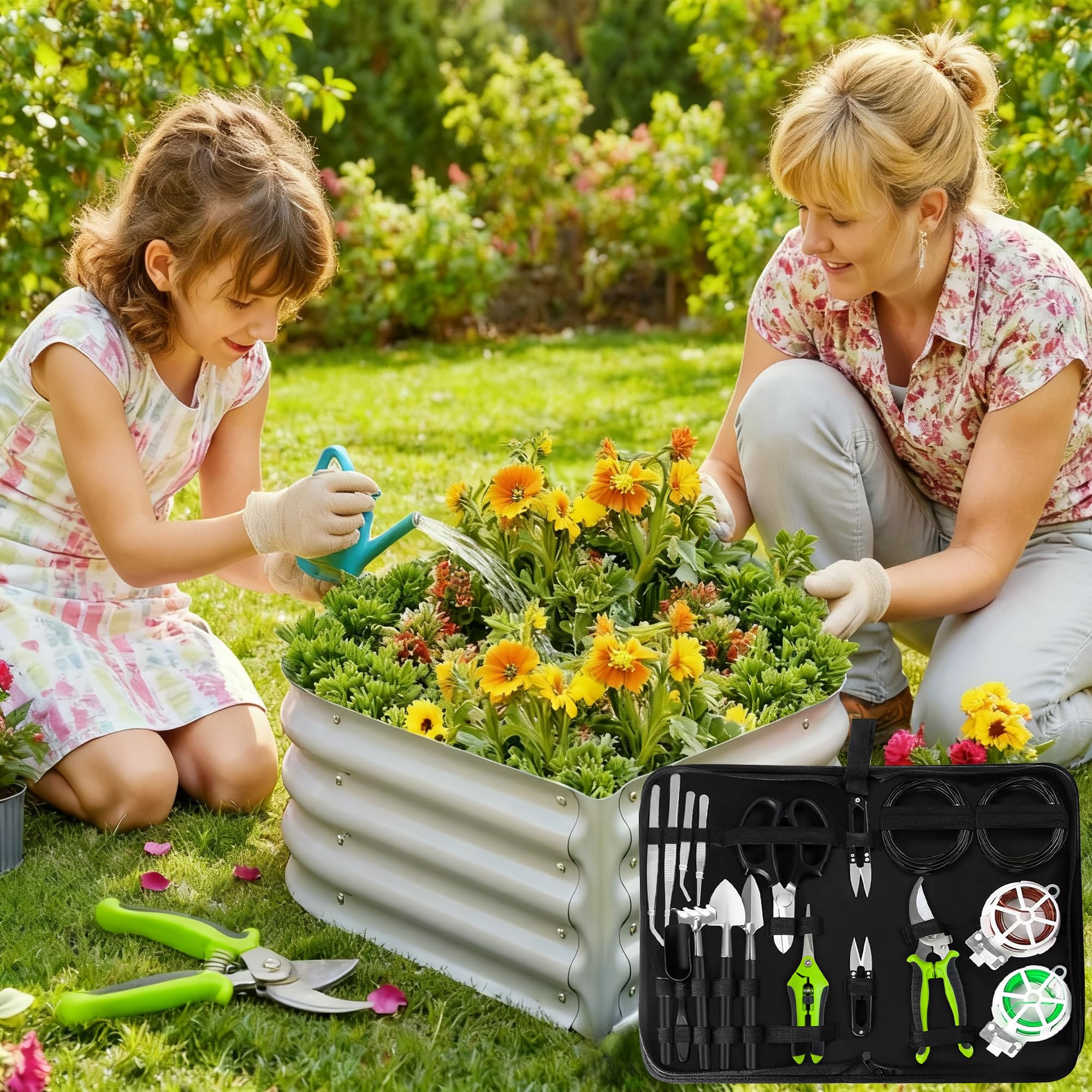 YBRUZRUB mini rake and shovel help reach tight spaces.