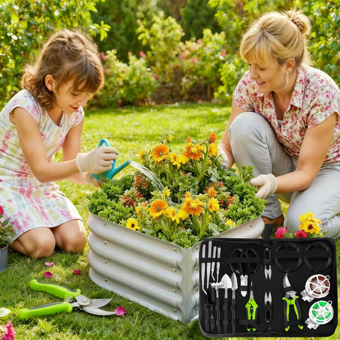 YBRUZRUB mini rake and shovel help reach tight spaces.