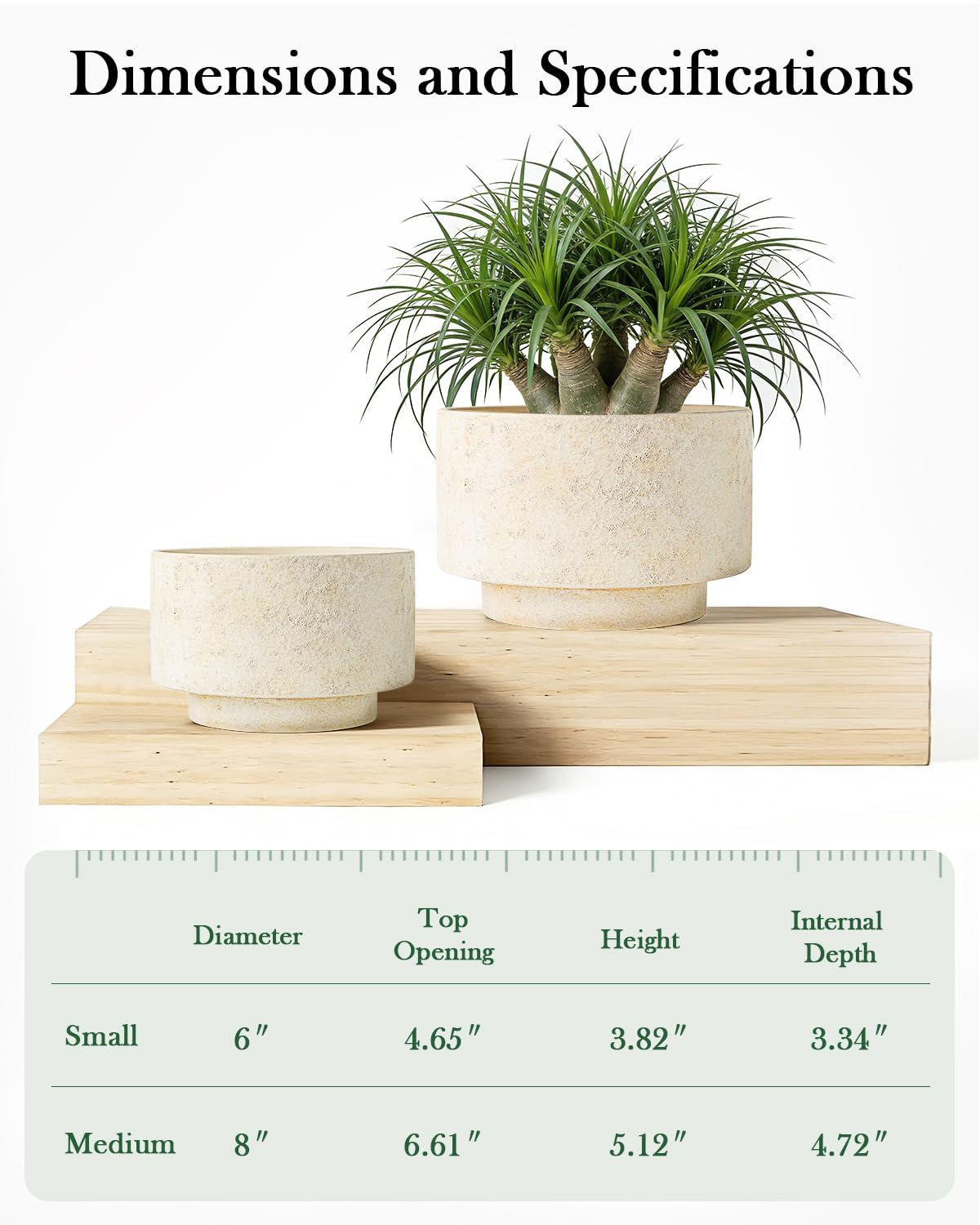 YBX YIBOXUAN round planters in beige, durable glaze for outdoor use.