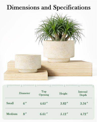 YBX YIBOXUAN round planters in beige, durable glaze for outdoor use.