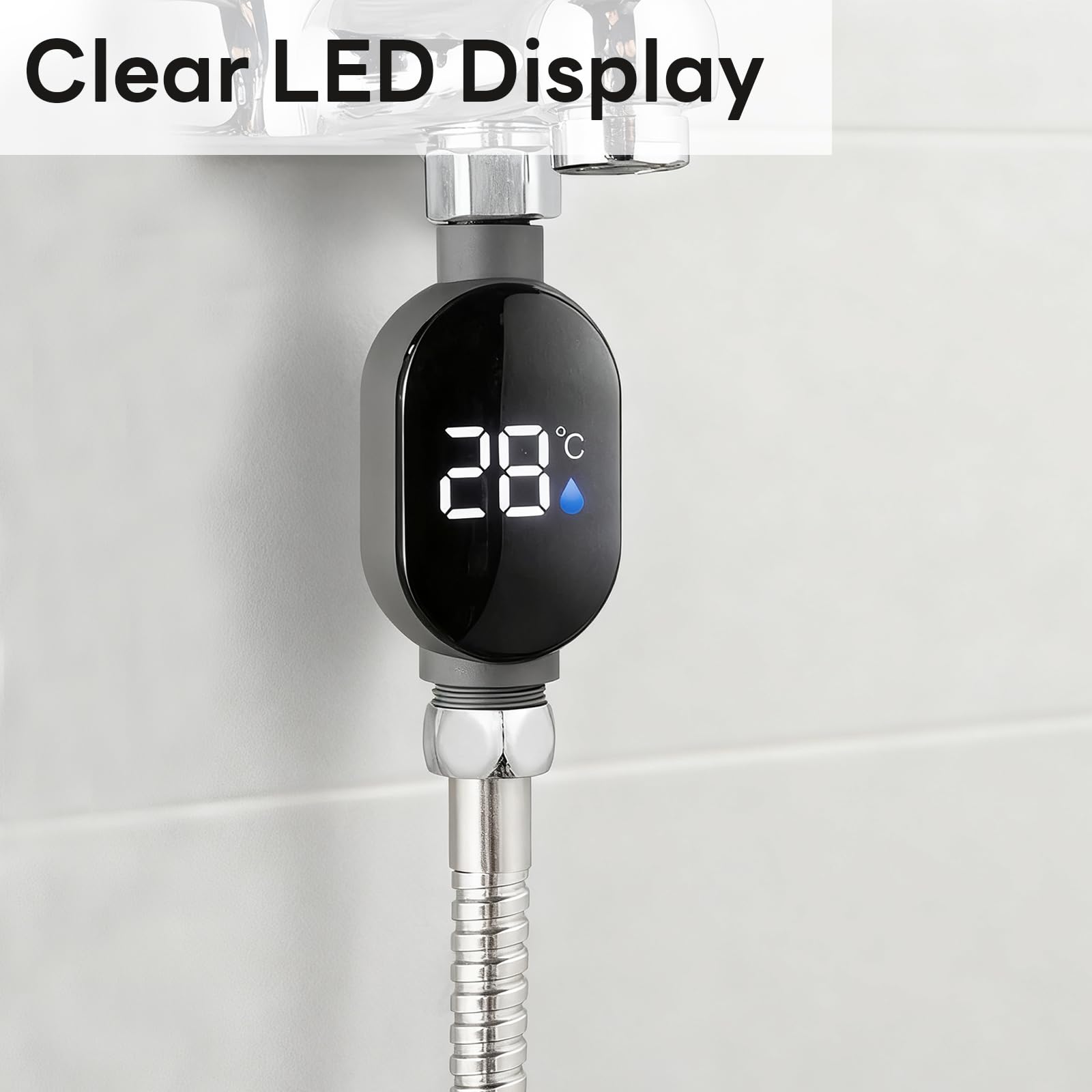 Easy two-step installation between faucet and shower pipe.