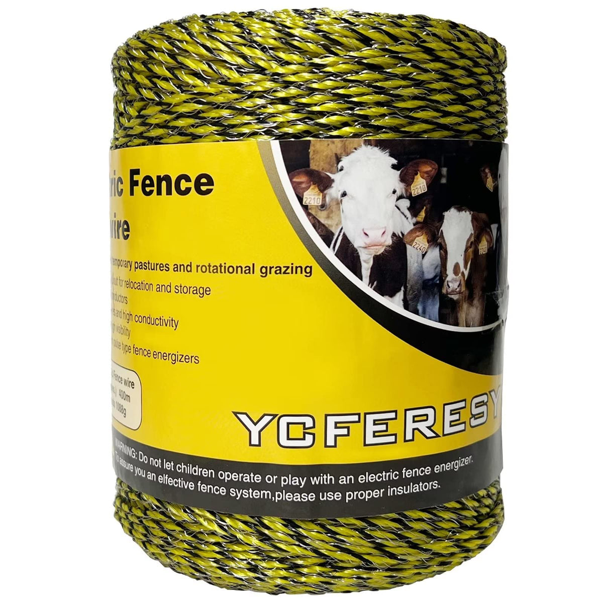 YCFERESY electric fence polywire roll with 1312 ft for temporary pasture fencing