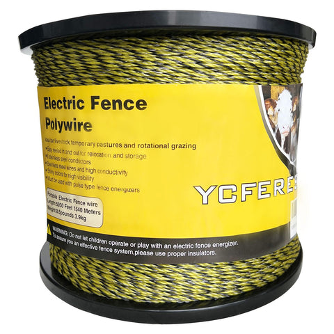 YCFERESY upgraded polywire 5050 feet spool with bright visibility for clear fencing.