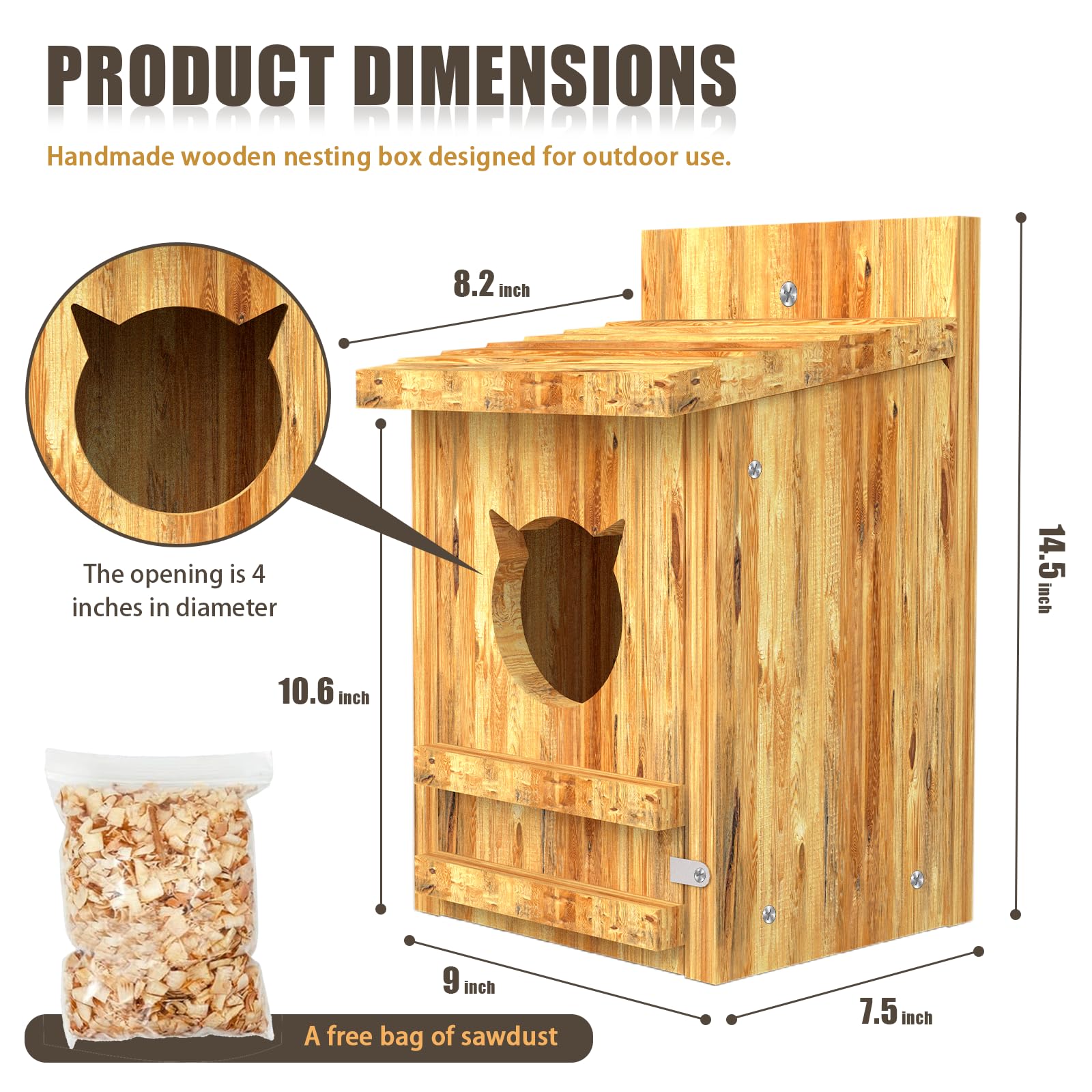 Yckcrc cedar owl box showcases natural rot resistance and insulation.