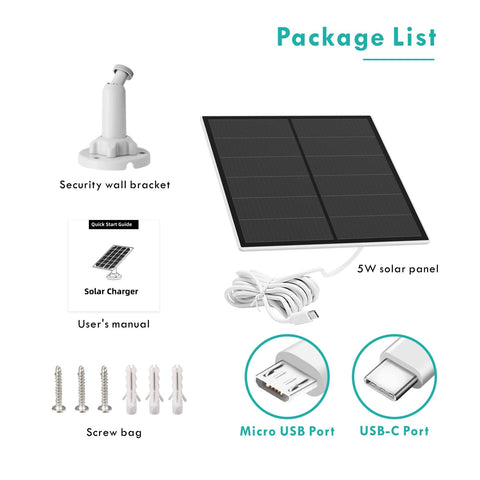 YCTechCam 5W solar panel with 9.8 ft cable enabling flexible placement
