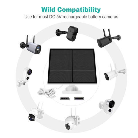 YCTechCam 5W solar panel side angle showing adjustable mounting