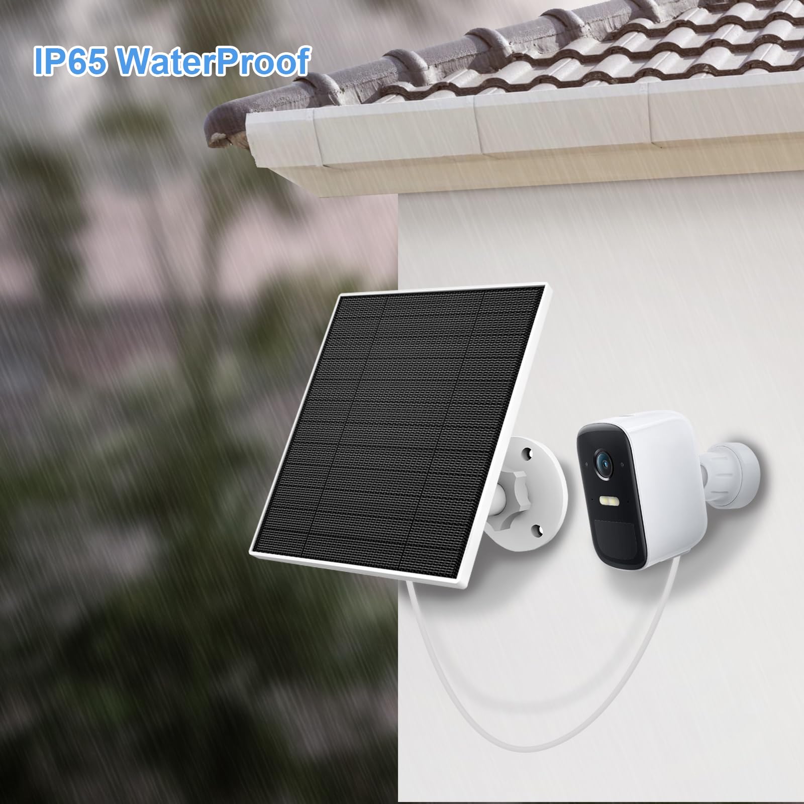 YCTechCam solar panel 5W output maintains camera power