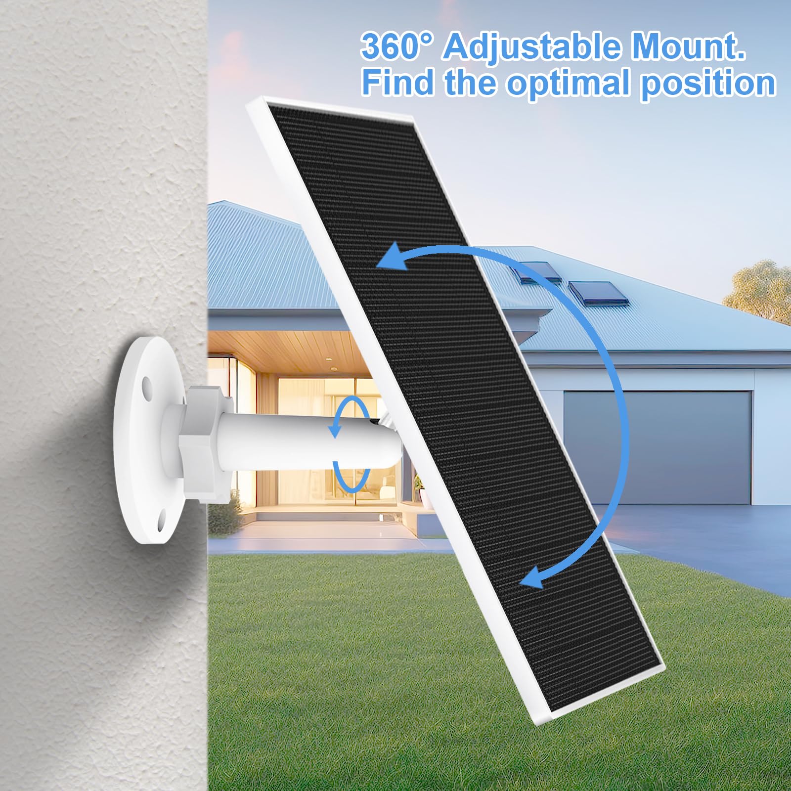YCTechCam 9.8ft charging cable reaches distant placements for convenient outdoor installation.